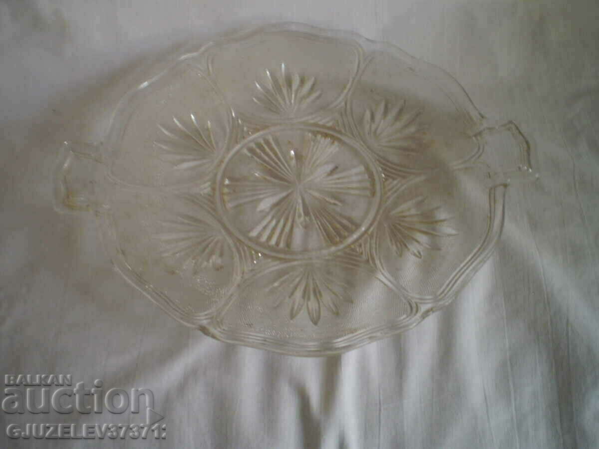 Art Deco cake plate colorless transparent glass - 6 Art Deco cake plate colorless transparent glass - 6