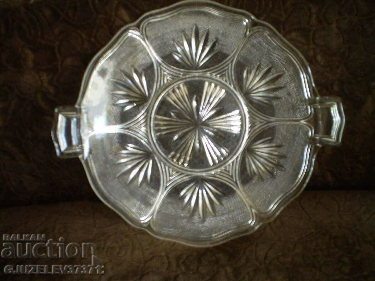Art Deco cake plate colorless transparent glass Art Deco cake plate colorless transparent glass