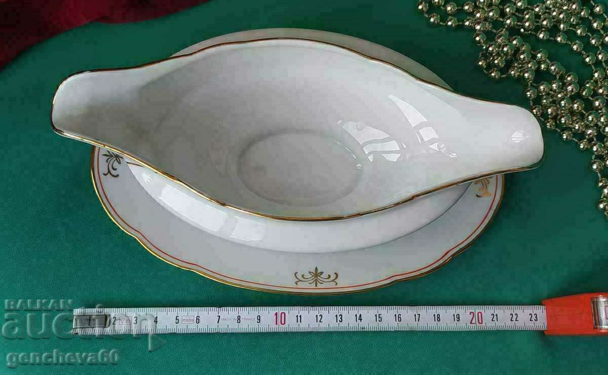 Auction Stylish porcelain saucer, gold rim/Bavaria Auction Stylish porcelain saucer, gold rim/Bavaria
