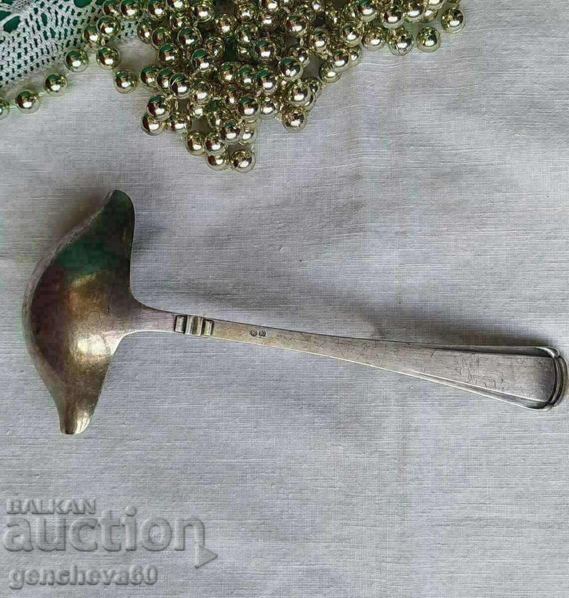 Vintage silver plated sauce ladle/tag