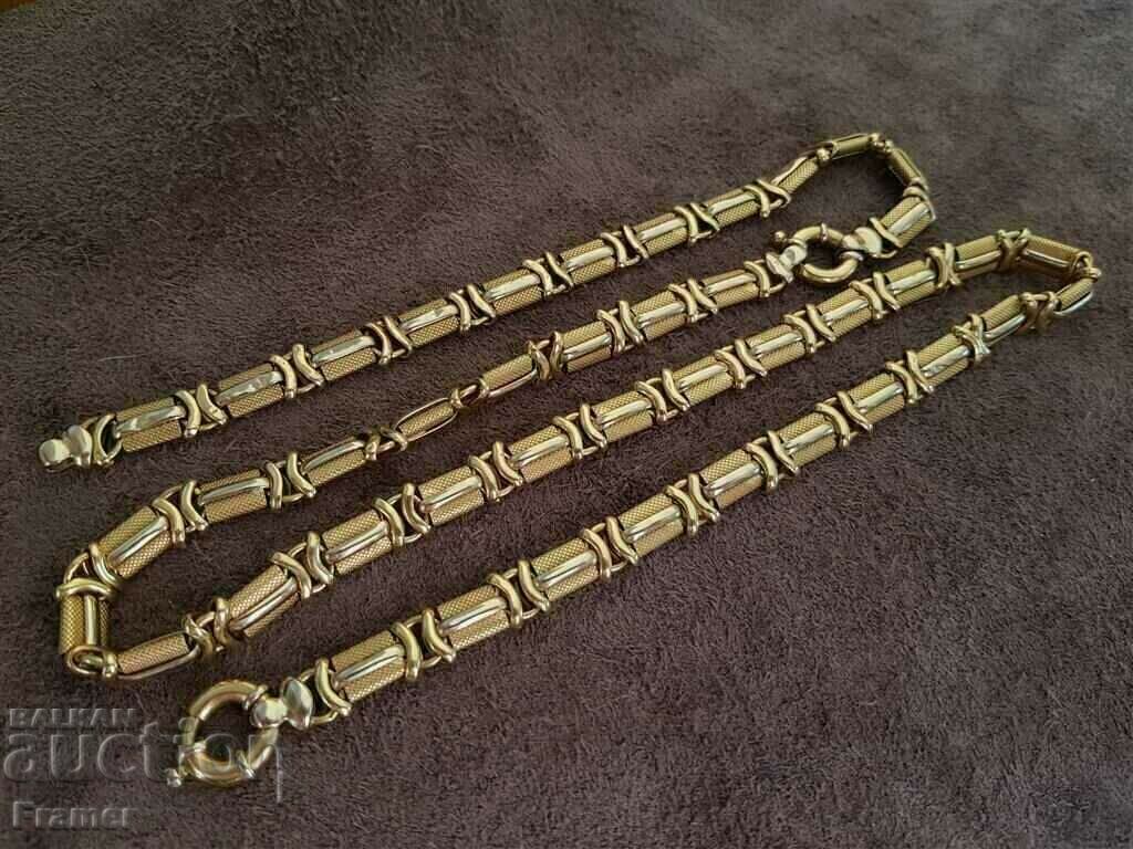 Licitație LANȚ ȘI BrăȚĂRĂ AUR DE 18K ELEGANT ELEGANT