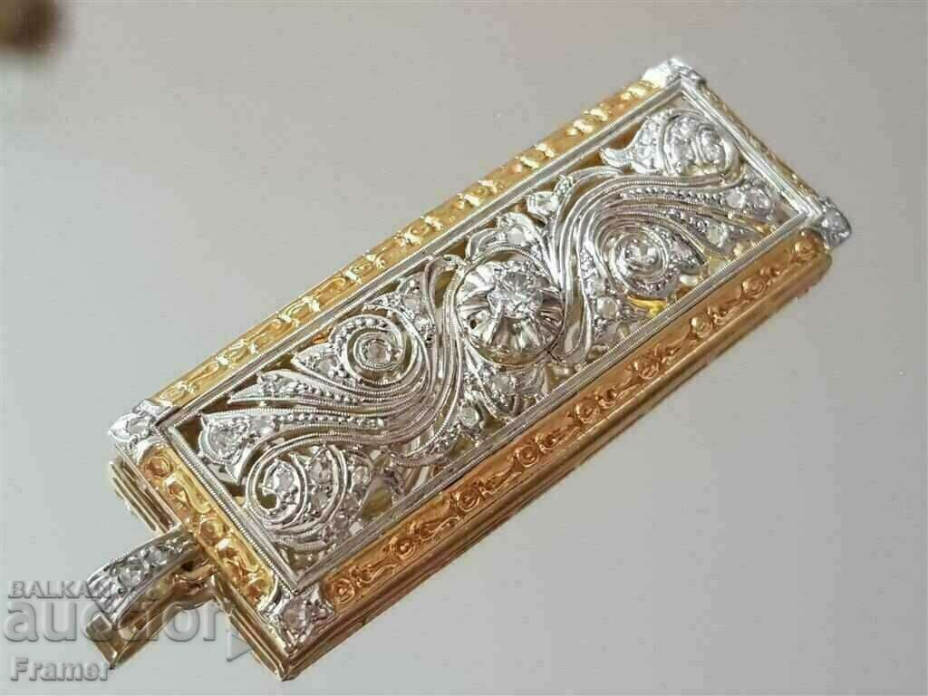 GOLD 18 carat. STYLISH MEDALLION MASSIVE Diamonds DIAMOND gold with price 2650.00 BGN | € 1354.92
