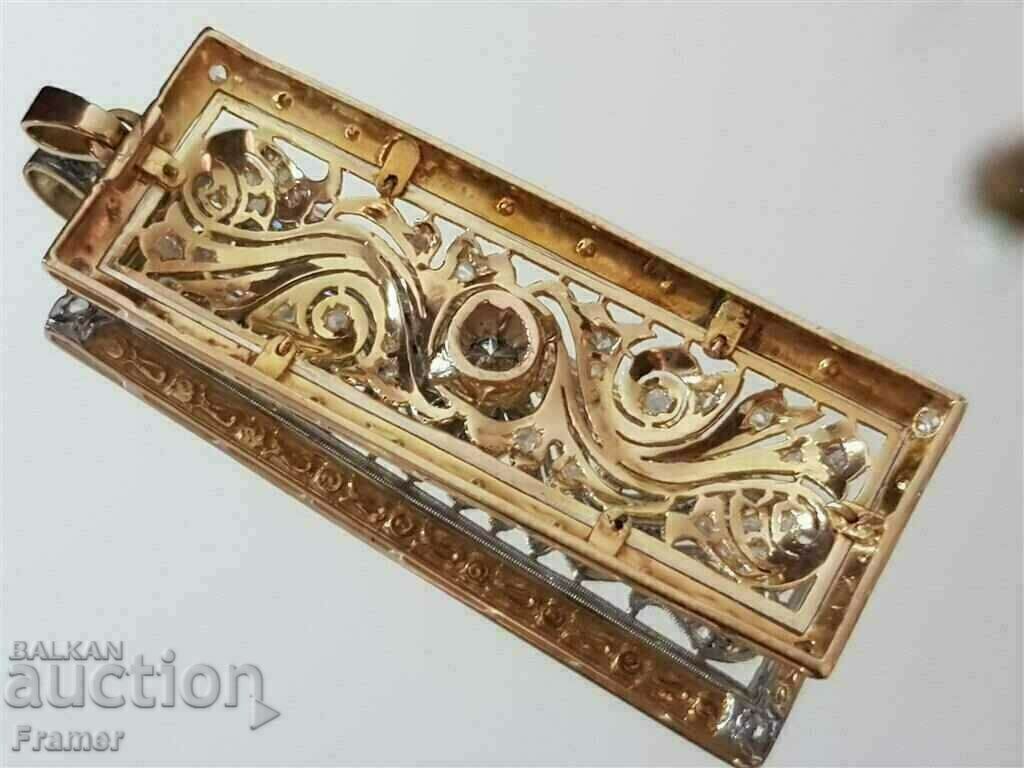 GOLD 18 carat. STYLISH MEDALLION MASSIVE Diamonds DIAMOND gold - 5
