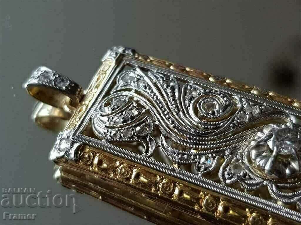 GOLD 18 carat. STYLISH MEDALLION MASSIVE Diamonds DIAMOND gold - 6