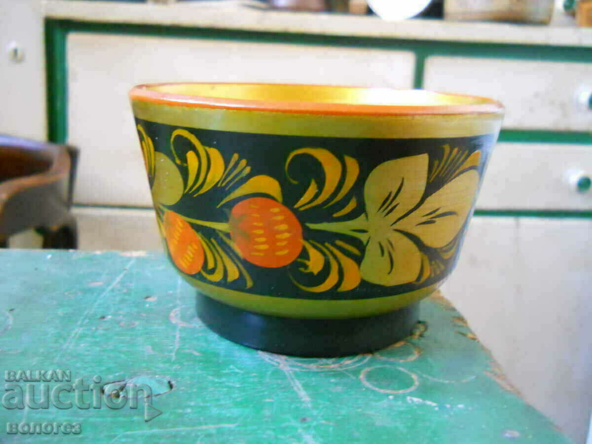 wooden bowl "Khokhloma" - USSR (hand painted)