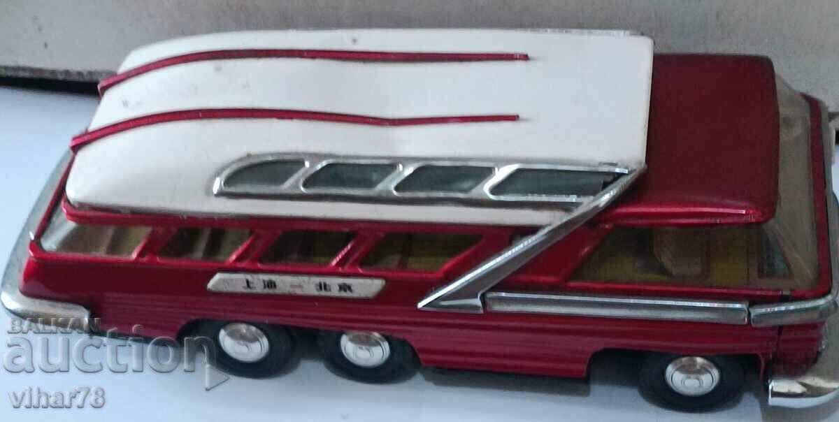 old tin toy tourist bus
