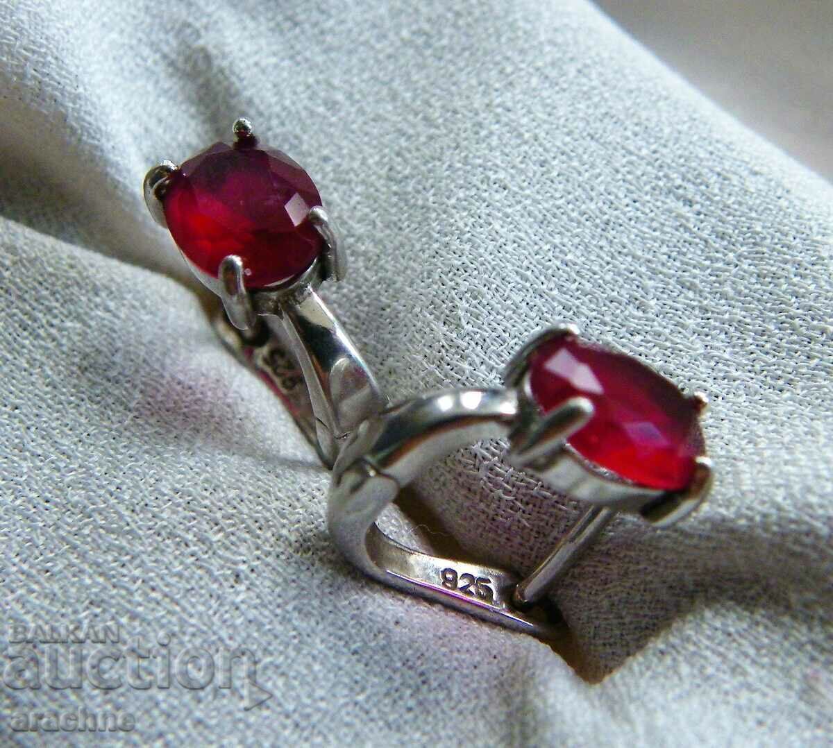 Silver earrings with rubies with price 85.00 BGN | € 43.46 Silver earrings with rubies with price 85.00 BGN | € 43.46