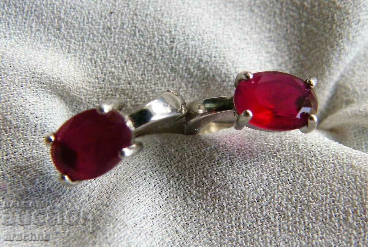 Silver earrings with rubies - 5 Silver earrings with rubies - 5