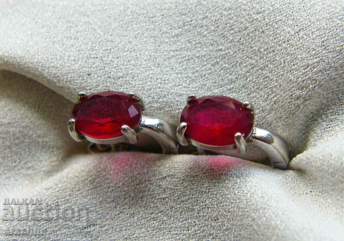 Silver earrings with rubies - 7 Silver earrings with rubies - 7