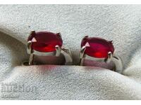 Cercei din argint cu rubine