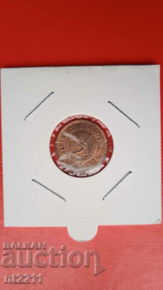 Moneda de 1/2 penny Falkland rară