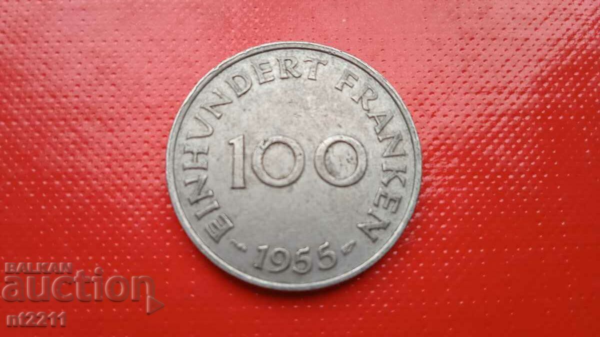 Saarland 100 franc coin Saarland 100 franc coin