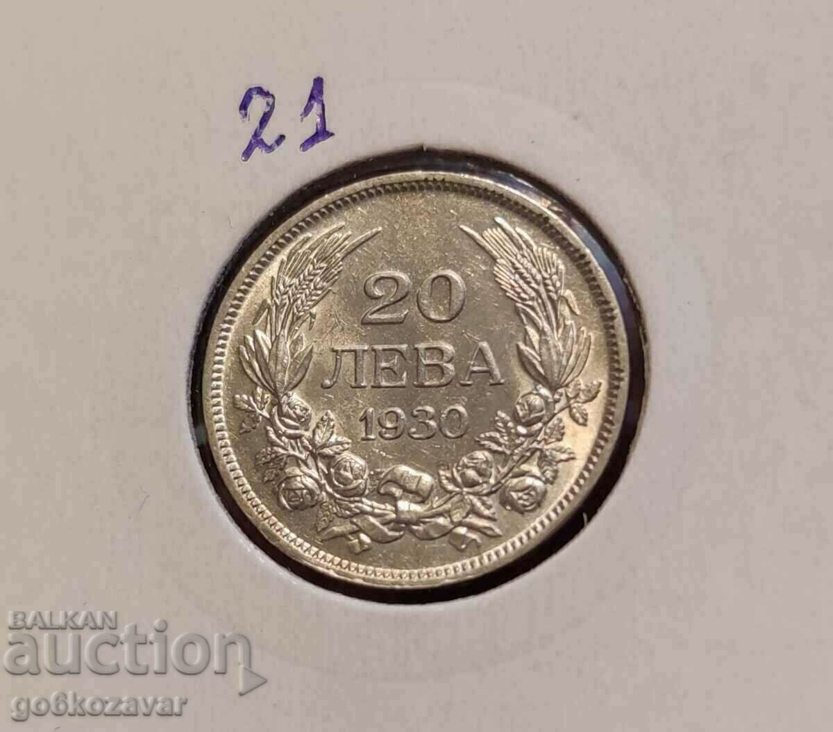 Bulgaria 20 BGN 1930 Silver UNC