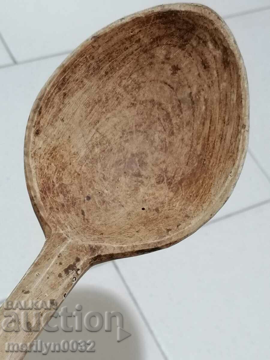 lingura de lemn vechi, din lemn, - 5