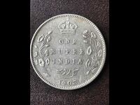 Βρετανός. Ινδία 1 ρουπία 1903 Edward VII Σπάνιο ασημένιο νόμισμα