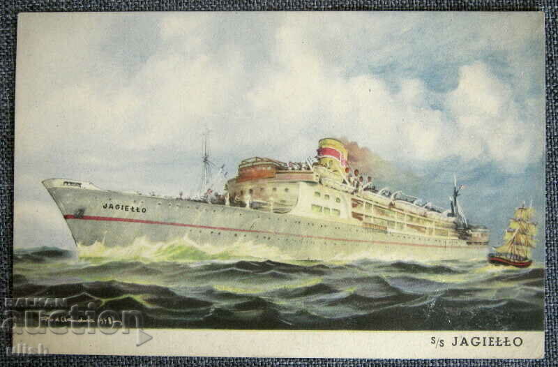 SS Jagiello υπερωκεάνιο πλοίο παλιά καρτ ποστάλ λιθό PK