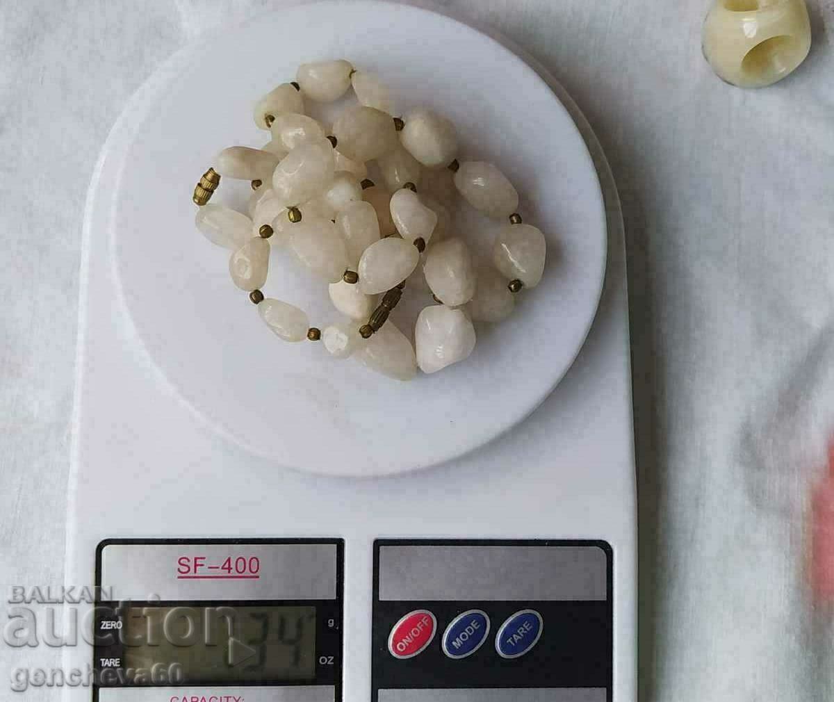 Necklace and bracelet set made of natural white agate - 7