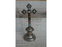 Old Bronze Table Cross - Micromosaic