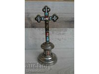 Old Bronze Table Cross - Micromosaic