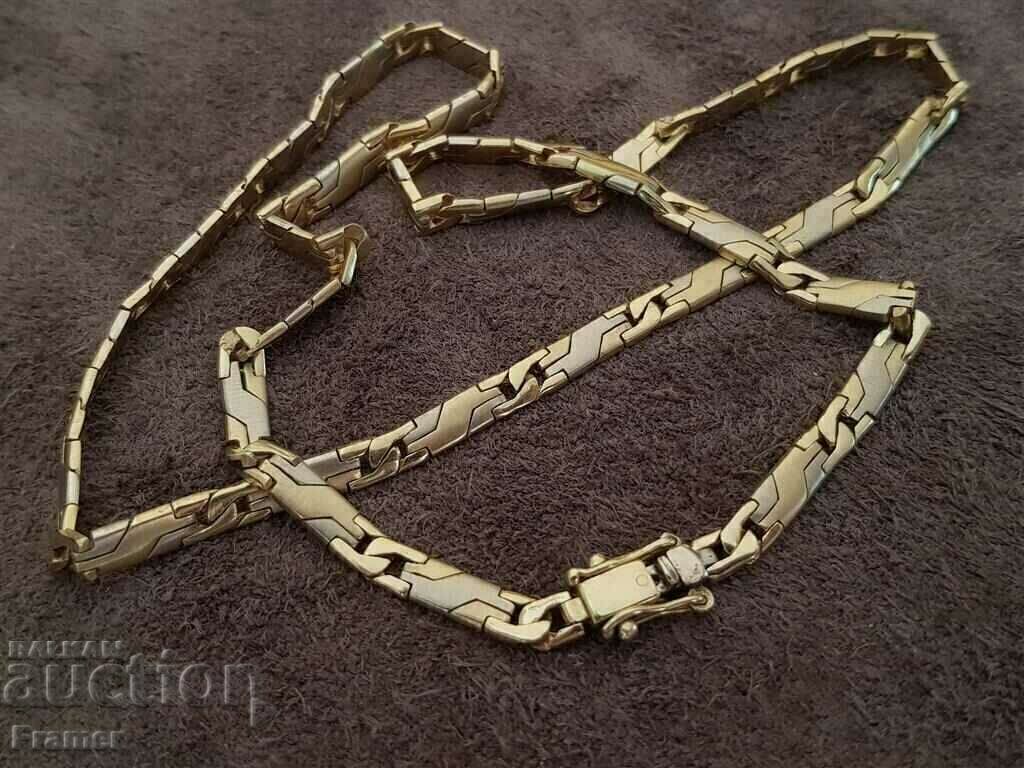 GOLD 14 K BI-COLOR STYLISH ELEGANT SOLID CHAIN CHAIN with price 7600.00 BGN | € 3885.82 GOLD 14 K BI-COLOR STYLISH ELEGANT SOLID CHAIN CHAIN with price 7600.00 BGN | € 3885.82