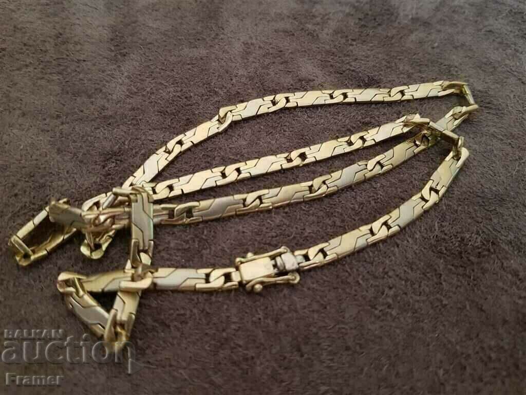 Auction GOLD 14 K BI-COLOR STYLISH ELEGANT SOLID CHAIN CHAIN Auction GOLD 14 K BI-COLOR STYLISH ELEGANT SOLID CHAIN CHAIN