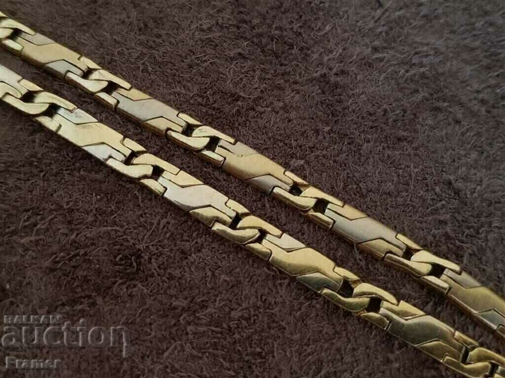 GOLD 14 K BI-COLOR STYLISH ELEGANT SOLID CHAIN CHAIN - 5 GOLD 14 K BI-COLOR STYLISH ELEGANT SOLID CHAIN CHAIN - 5