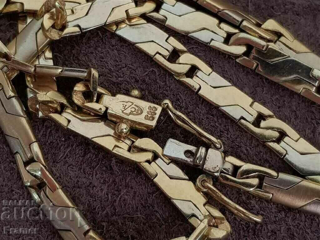 GOLD 14 K BI-COLOR STYLISH ELEGANT SOLID CHAIN CHAIN - 6 GOLD 14 K BI-COLOR STYLISH ELEGANT SOLID CHAIN CHAIN - 6