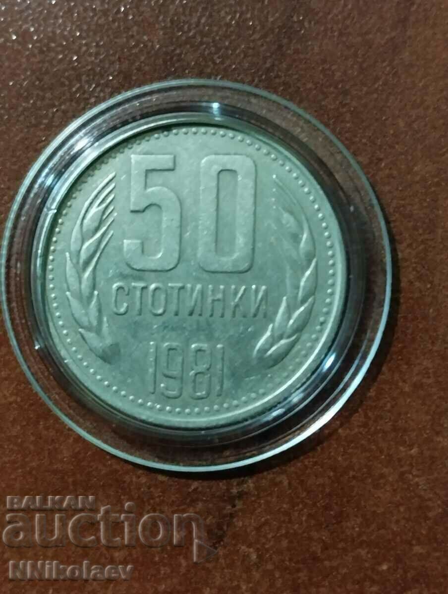 50 de cenți 1981 treisprezece sute de ani Bulgaria