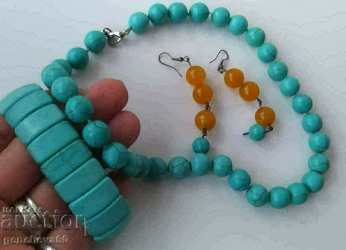 Necklace, bracelet, earrings from turquoise with price 70.00 BGN | € 35.79 Necklace, bracelet, earrings from turquoise with price 70.00 BGN | € 35.79