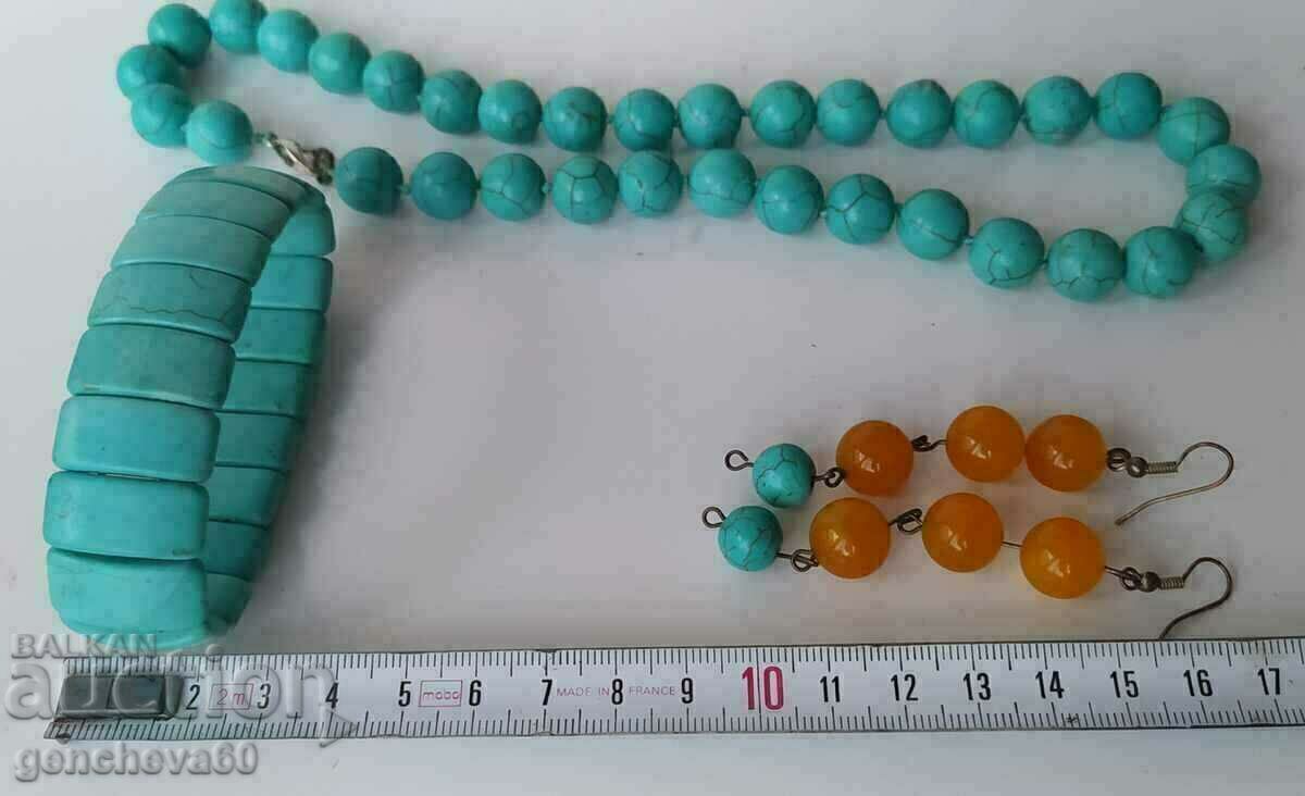 Auction Necklace, bracelet, earrings from turquoise Auction Necklace, bracelet, earrings from turquoise