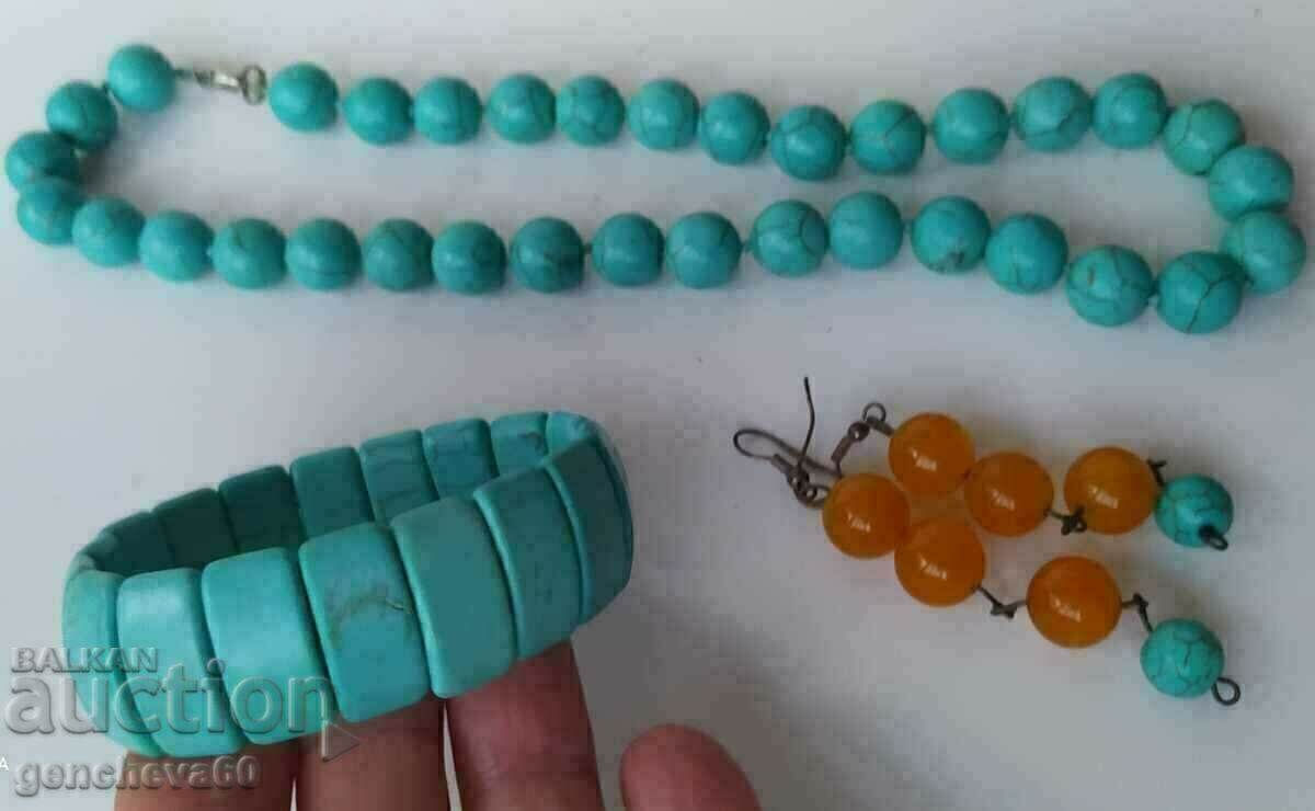 Παράδοση Σετ τιρκουάζ κολιέ, βραχιόλι και σκουλαρίκια