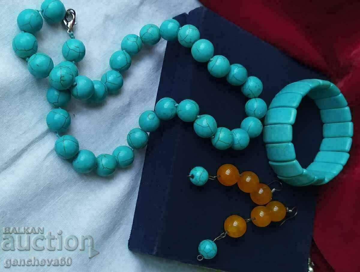 Σετ τιρκουάζ κολιέ, βραχιόλι και σκουλαρίκια - 5