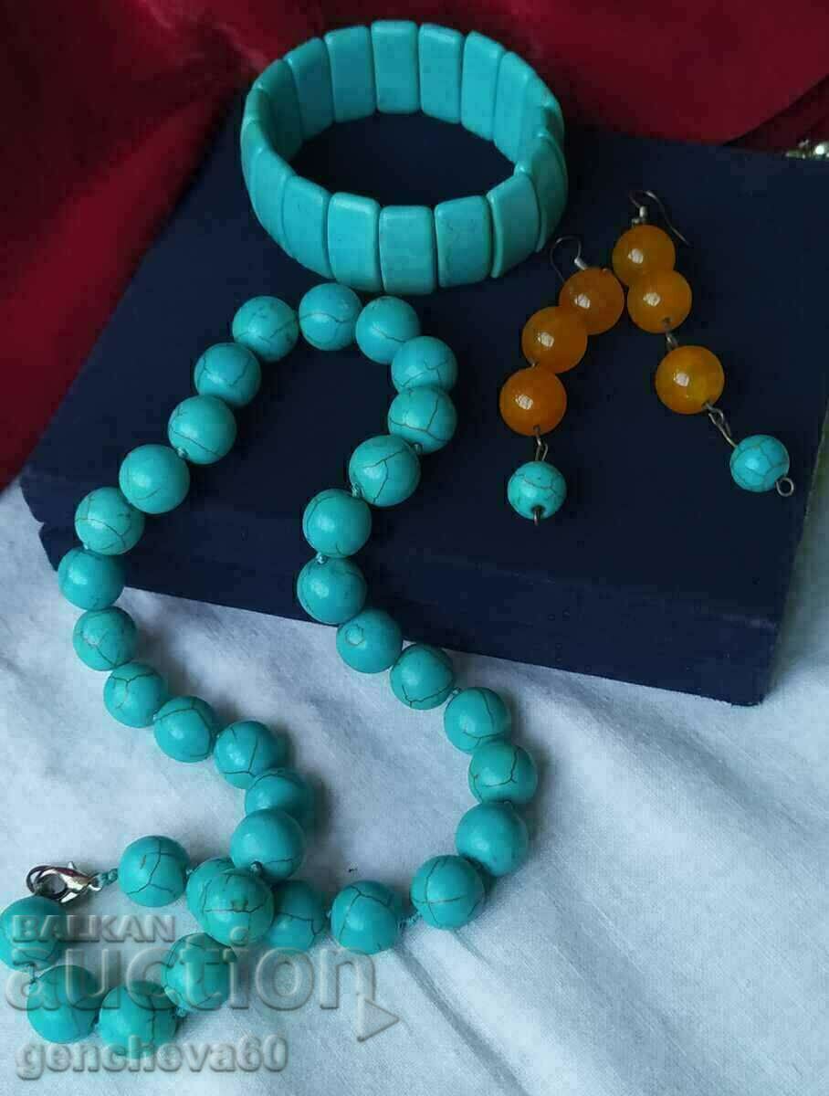 Necklace, bracelet, earrings from turquoise - 7 Necklace, bracelet, earrings from turquoise - 7