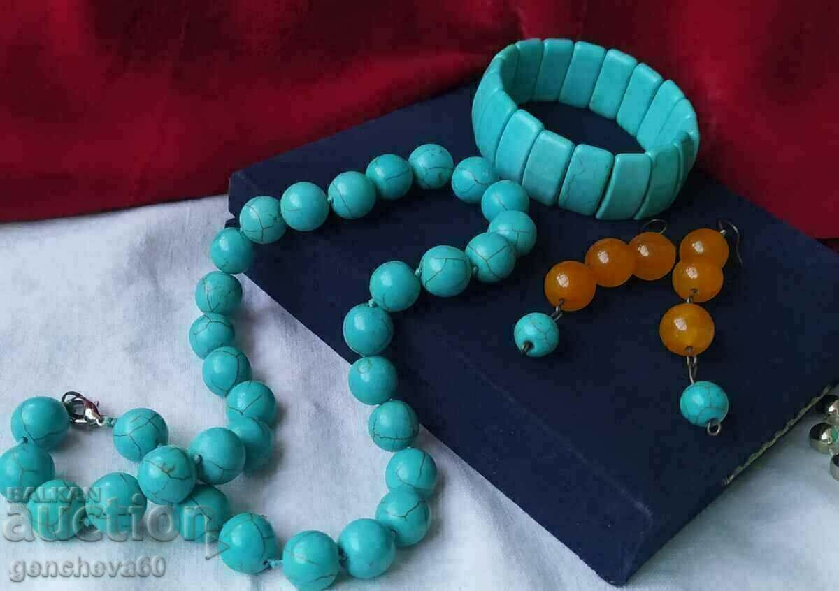 Necklace, bracelet, earrings from turquoise Necklace, bracelet, earrings from turquoise