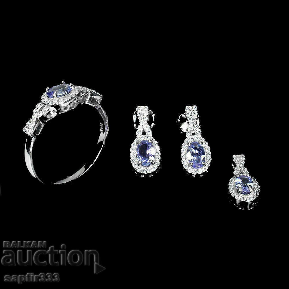 EXCITING DELICATE SET WITH NATURAL TANZANITES