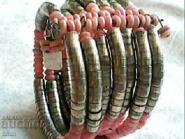 Auction 2br old crystal wear bracelets with natural rhodonite Auction 2br old crystal wear bracelets with natural rhodonite