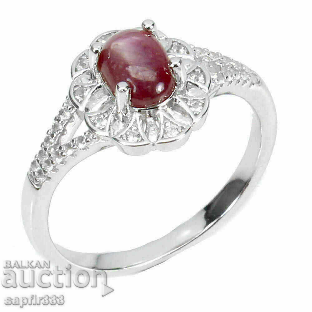 UNIQUE RING WITH NATURAL STAR RUBY AND WHITE TOPAZS with price 532.00 BGN | € 272.01 UNIQUE RING WITH NATURAL STAR RUBY AND WHITE TOPAZS with price 532.00 BGN | € 272.01