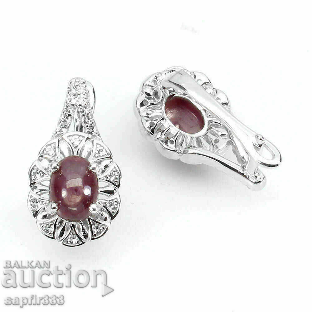 Auction UNIQUE EARRINGS WITH NATURAL STAR RUBY AND WHITE TOPAZS Auction UNIQUE EARRINGS WITH NATURAL STAR RUBY AND WHITE TOPAZS