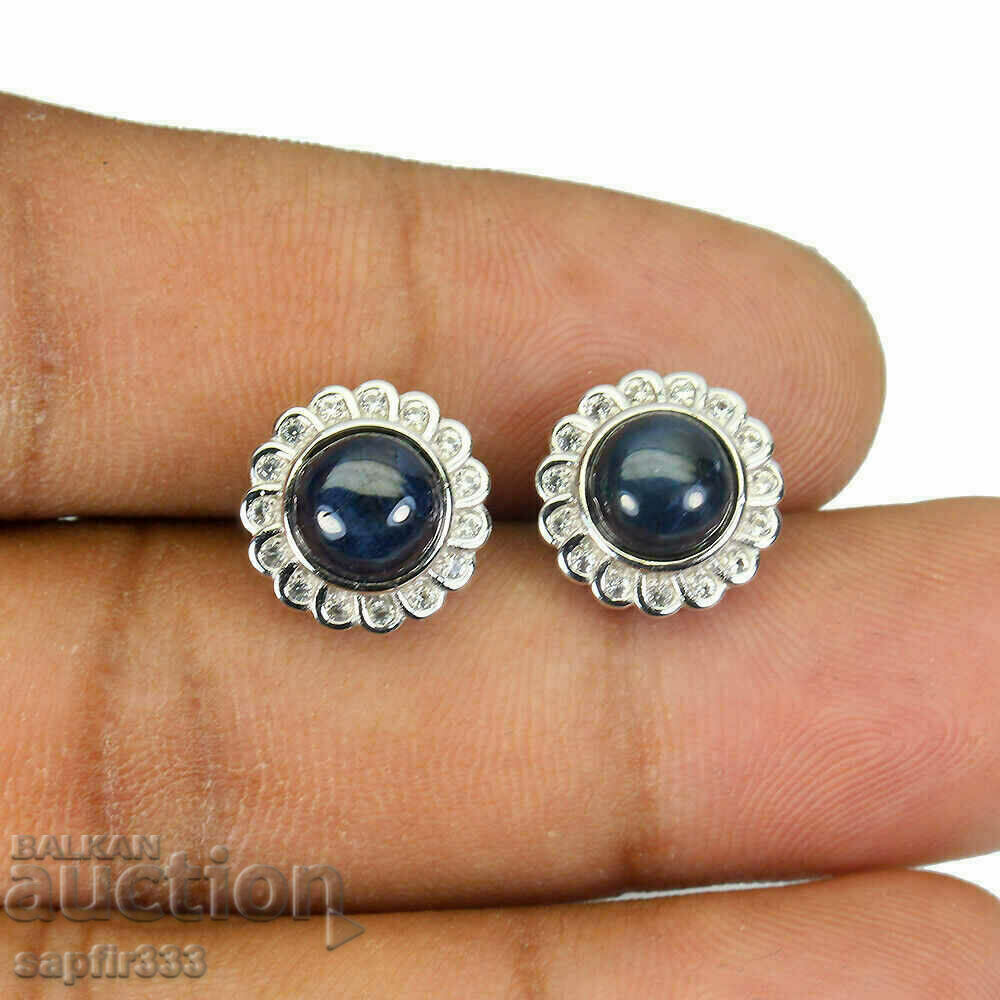 NATURAL STAR SAPPHIRE AND WHITE TOPAZS SILVER EARRINGS with price 392.00 BGN | € 200.43 NATURAL STAR SAPPHIRE AND WHITE TOPAZS SILVER EARRINGS with price 392.00 BGN | € 200.43