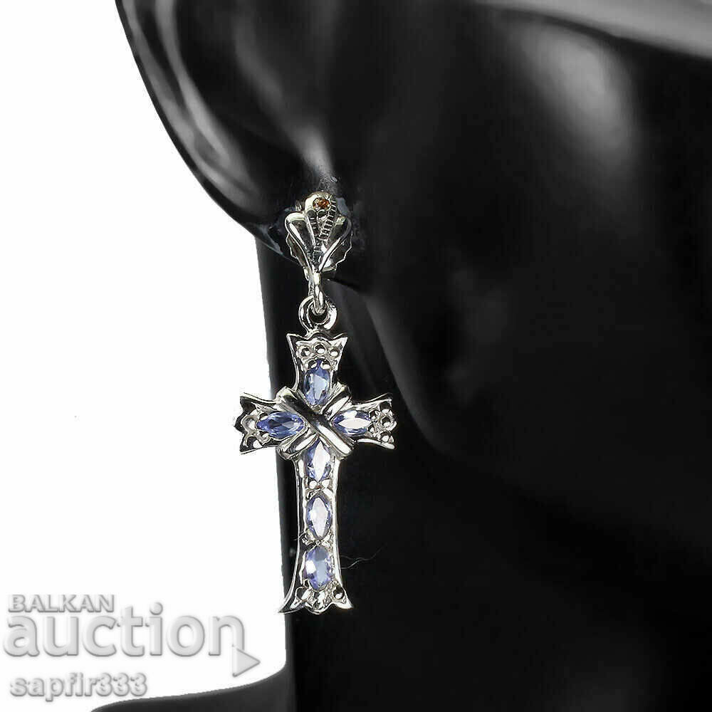 DESIGNER EARRINGS TANZANITE AND SAPPHIRE "CROSSES" with price € 200.43 | 392.01 BGN