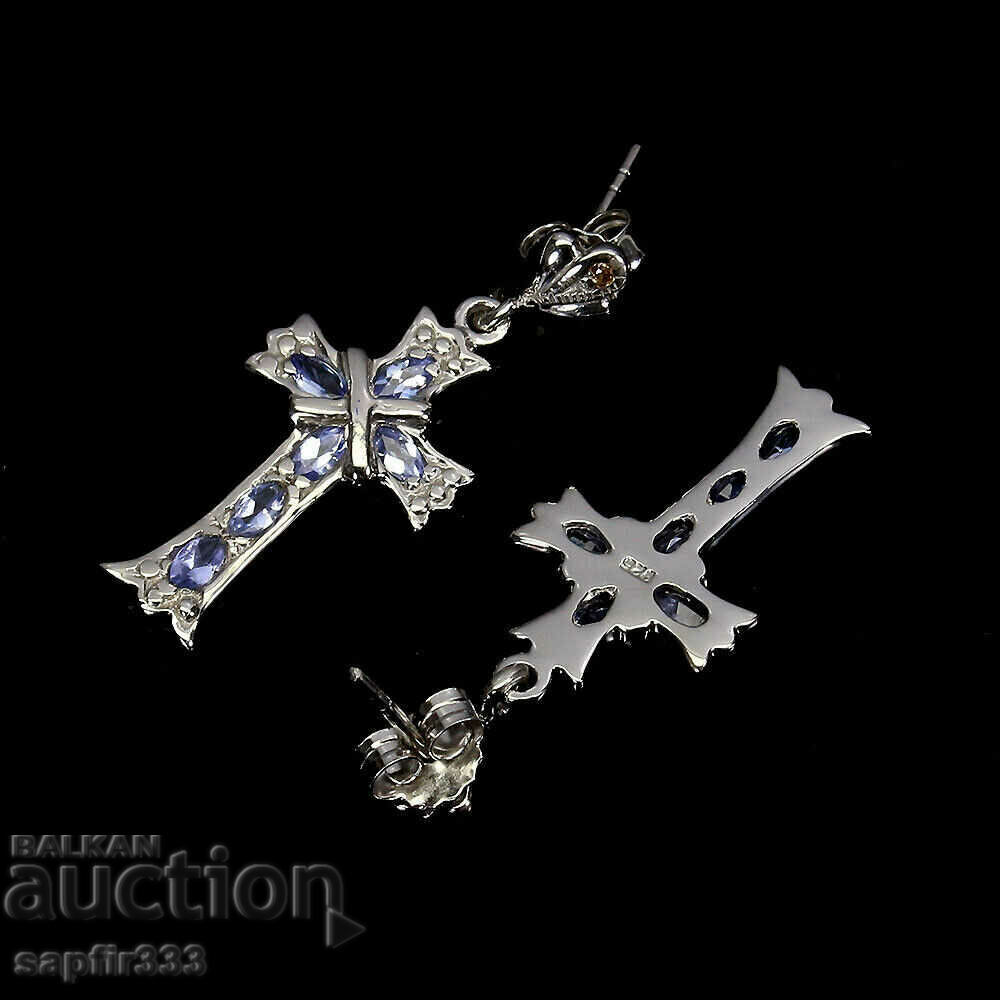 Auction DESIGNER EARRINGS TANZANITE AND SAPPHIRE "CROSSES" Auction DESIGNER EARRINGS TANZANITE AND SAPPHIRE "CROSSES"