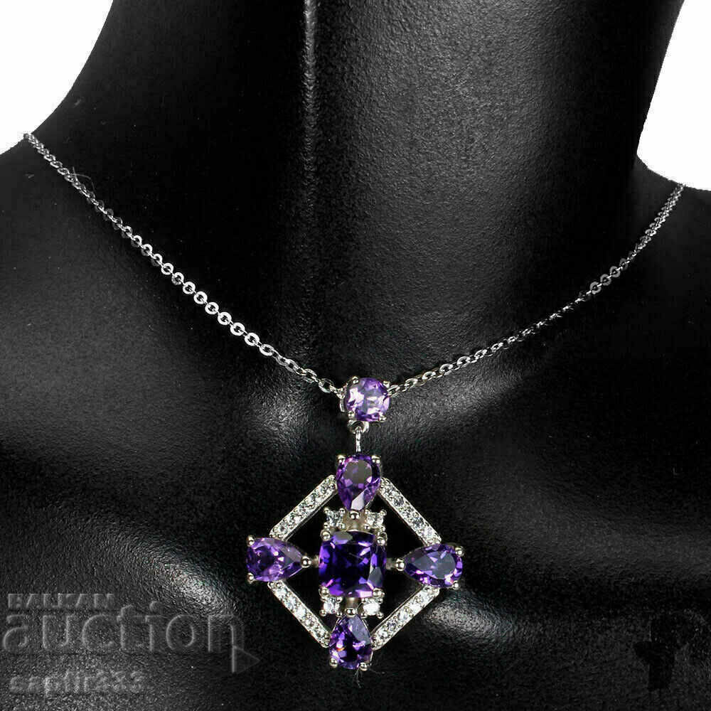 CHIC DESIGNER NECKLACE WITH NATURAL AMETHYSTS AND TOPAZS with price 187.00 BGN | € 95.61 CHIC DESIGNER NECKLACE WITH NATURAL AMETHYSTS AND TOPAZS with price 187.00 BGN | € 95.61