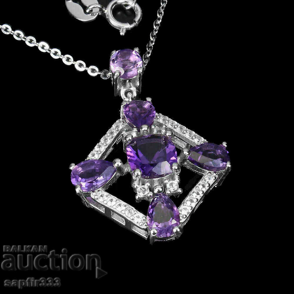 CHIC DESIGNER NECKLACE WITH NATURAL AMETHYSTS AND TOPAZS