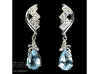 GORGEOUS SILVER EARRINGS WITH NATURAL BLUE AND WHITE TOPAZS