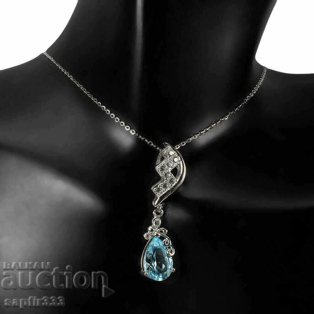 EXCELLENT SILVER NECKLACE WITH NATURAL BLUE AND WHITE TOPAZS with price 187.00 BGN | € 95.61 EXCELLENT SILVER NECKLACE WITH NATURAL BLUE AND WHITE TOPAZS with price 187.00 BGN | € 95.61