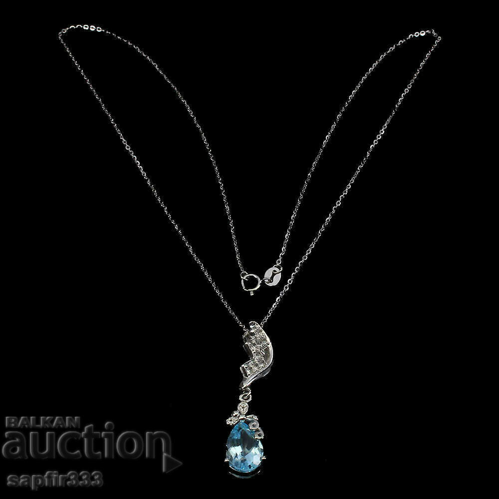 Auction EXCELLENT SILVER NECKLACE WITH NATURAL BLUE AND WHITE TOPAZS Auction EXCELLENT SILVER NECKLACE WITH NATURAL BLUE AND WHITE TOPAZS