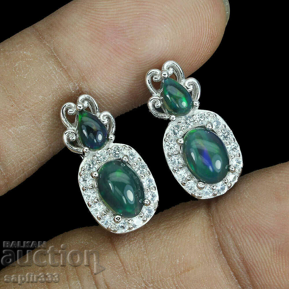 STYLISH FINE DESIGNER EARRINGS WITH NATURAL BLACK OPALS with price 287.00 BGN | € 146.74 STYLISH FINE DESIGNER EARRINGS WITH NATURAL BLACK OPALS with price 287.00 BGN | € 146.74