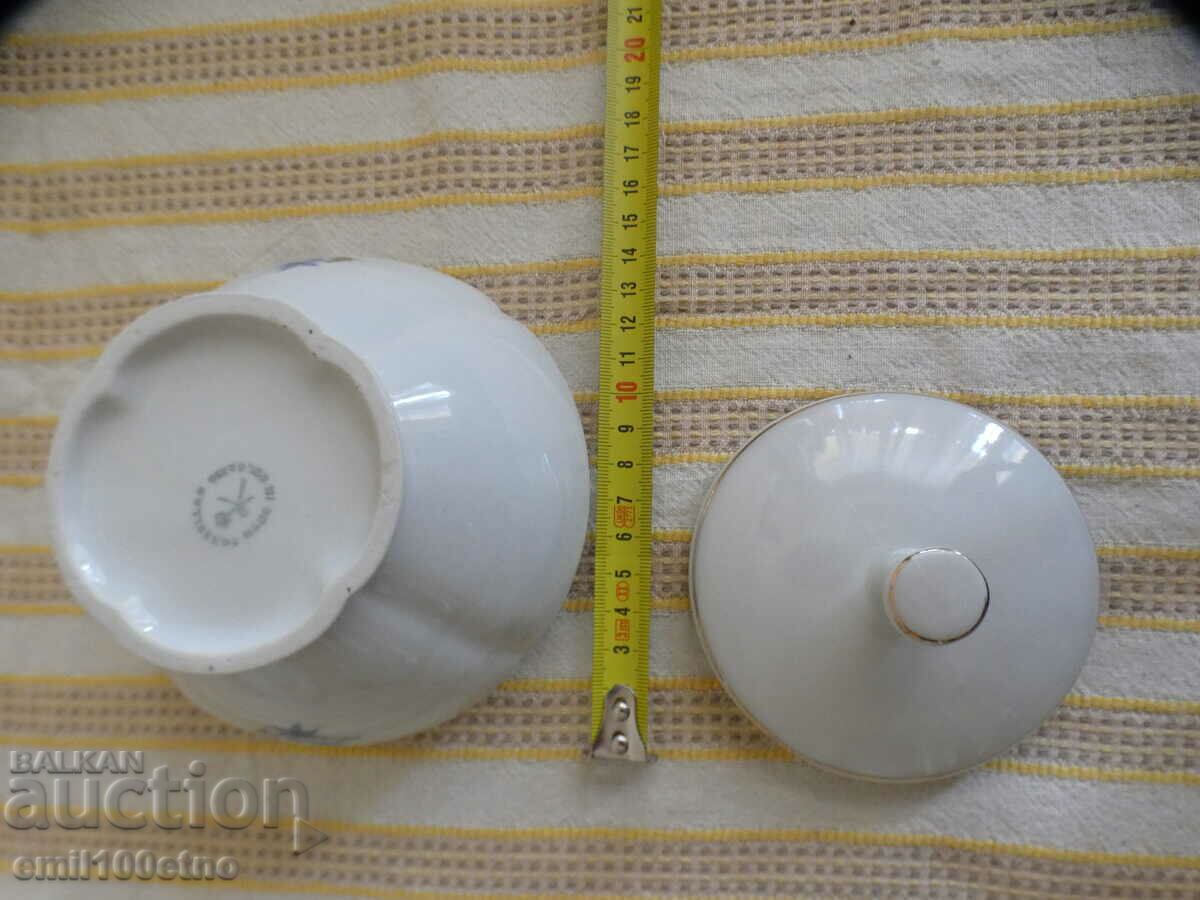 Sugar bowl old Bulgarian porcelain Kitka Novi Pazar - 5 Sugar bowl old Bulgarian porcelain Kitka Novi Pazar - 5