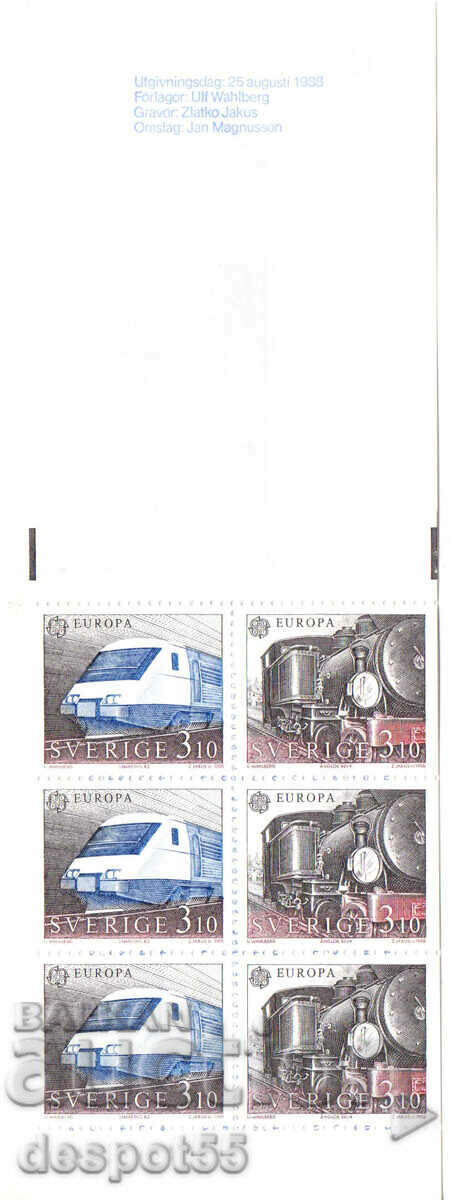 1988. Suedia. EUROPA - Transport si comunicatii. Carnet.