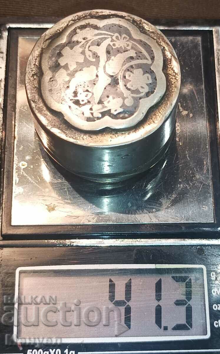 Стара Османска кутийка за енфие,сребро,ниело. - 7 Стара Османска кутийка за енфие,сребро,ниело. - 7